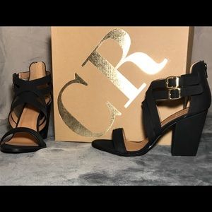 Charlotte Russe Black Zip Up Wedges